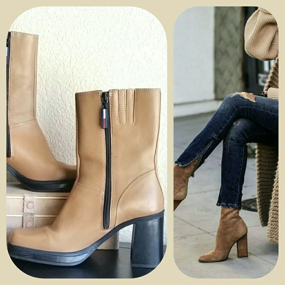 tommy hilfiger block heel boots
